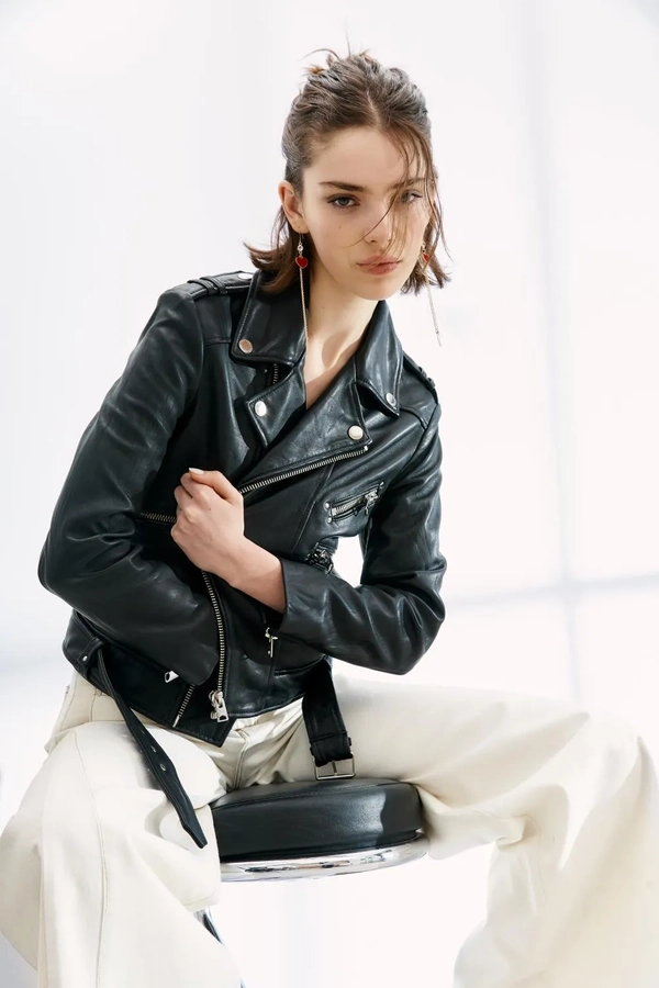 campera moto new cuero
