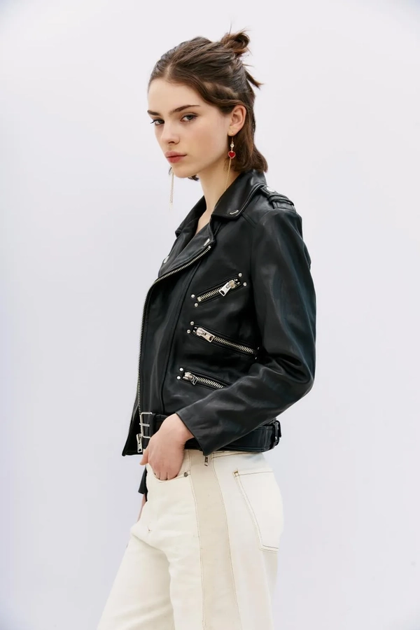 campera moto new cuero