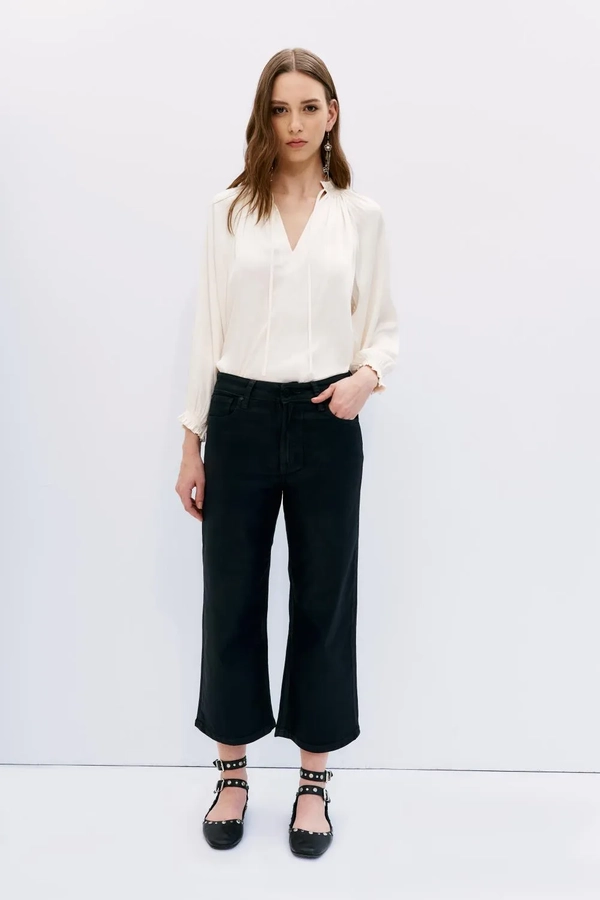 jean crop satin blue black