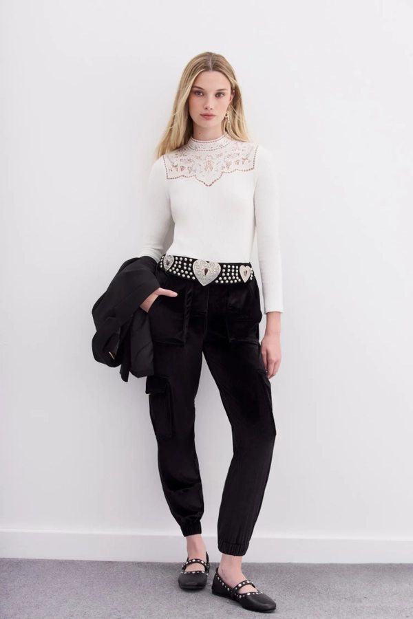 pantalon knit velvet