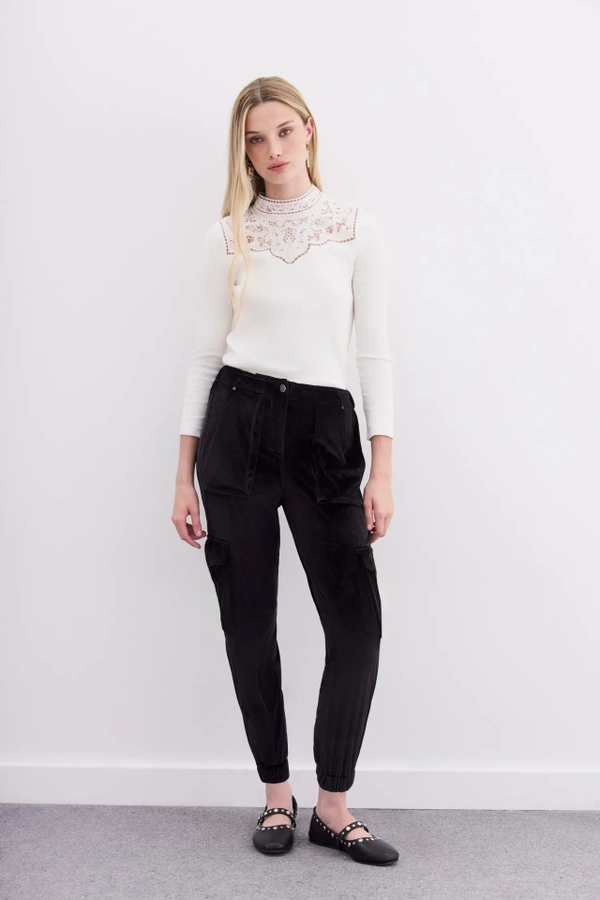 pantalon knit velvet