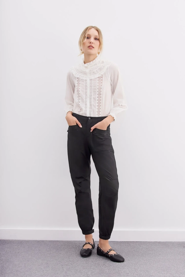 pantalon cargo satin
