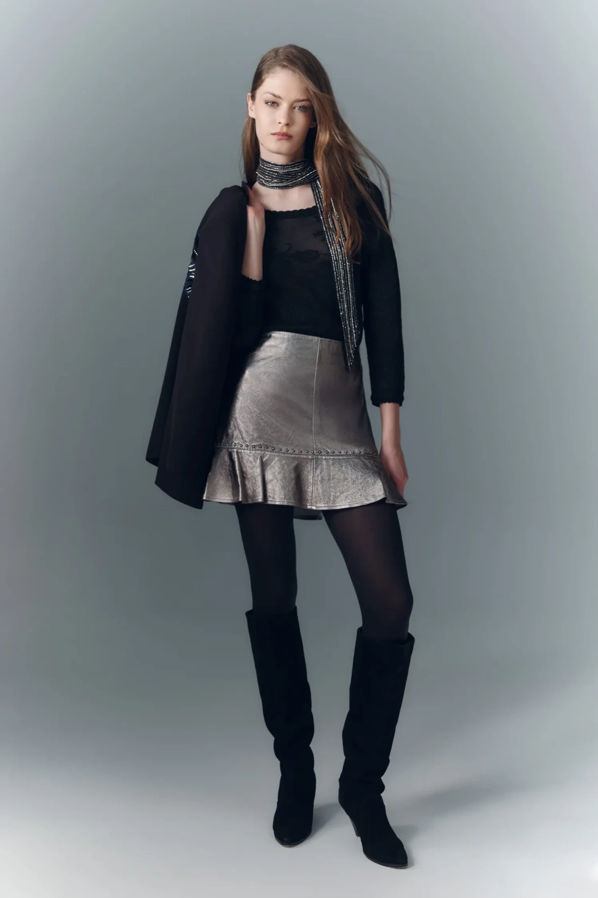 falda emma carry metallic cuero