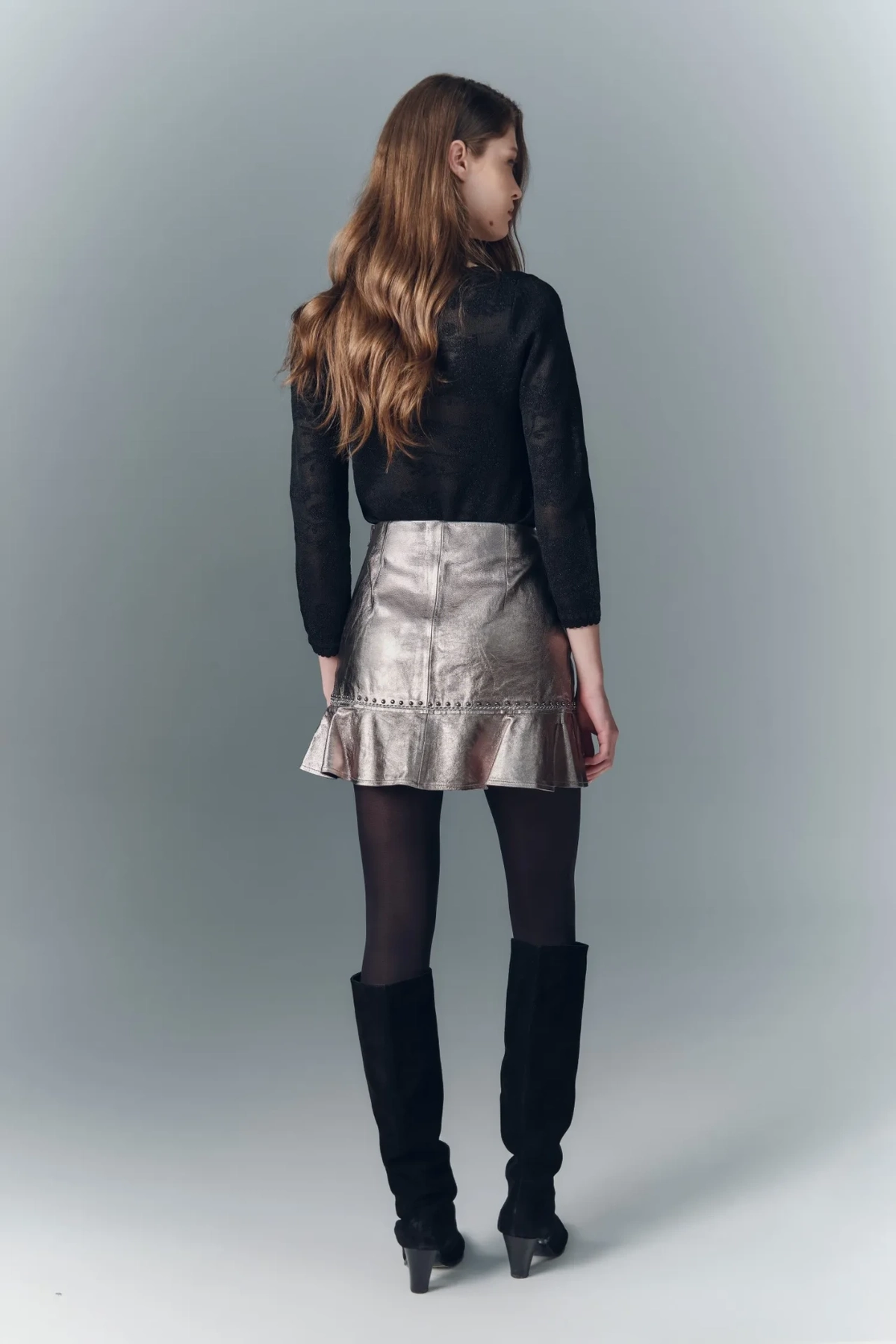 falda emma carry metallic cuero