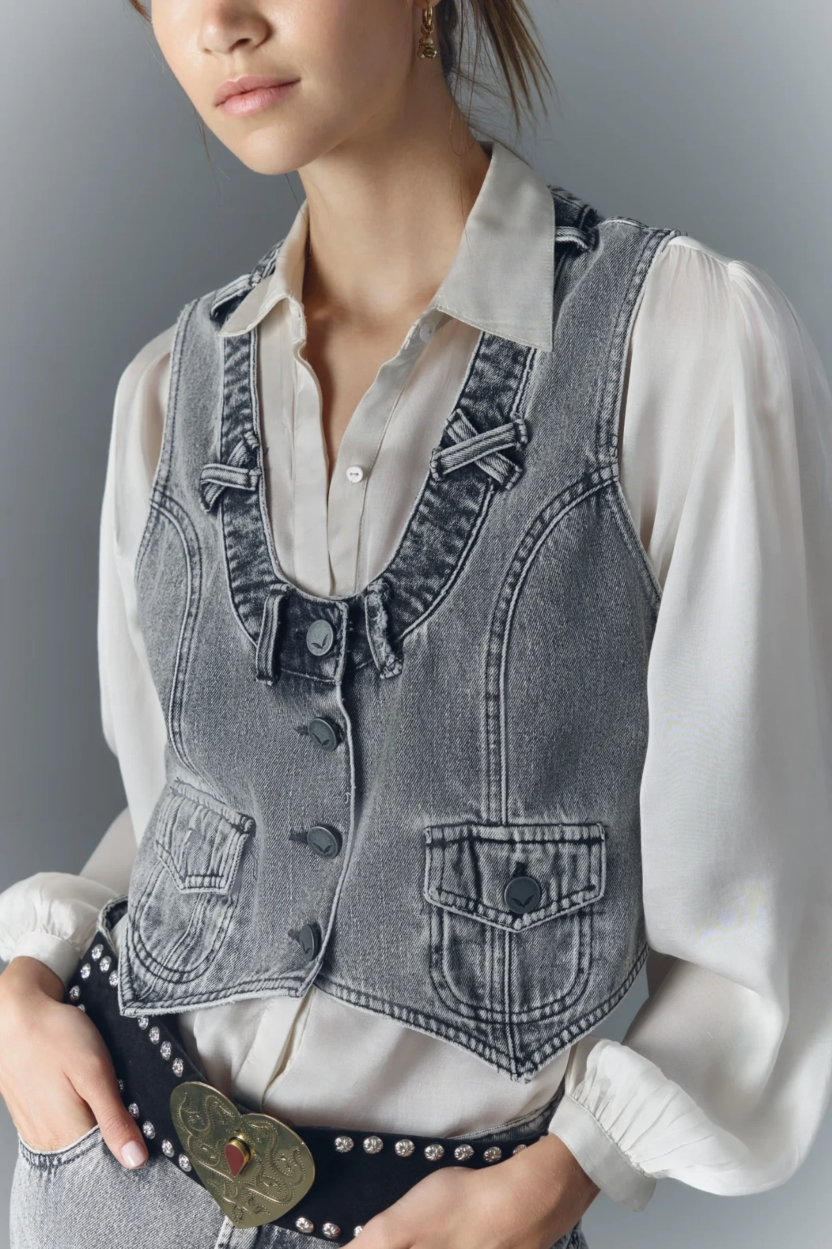 chaleco vintage light grey