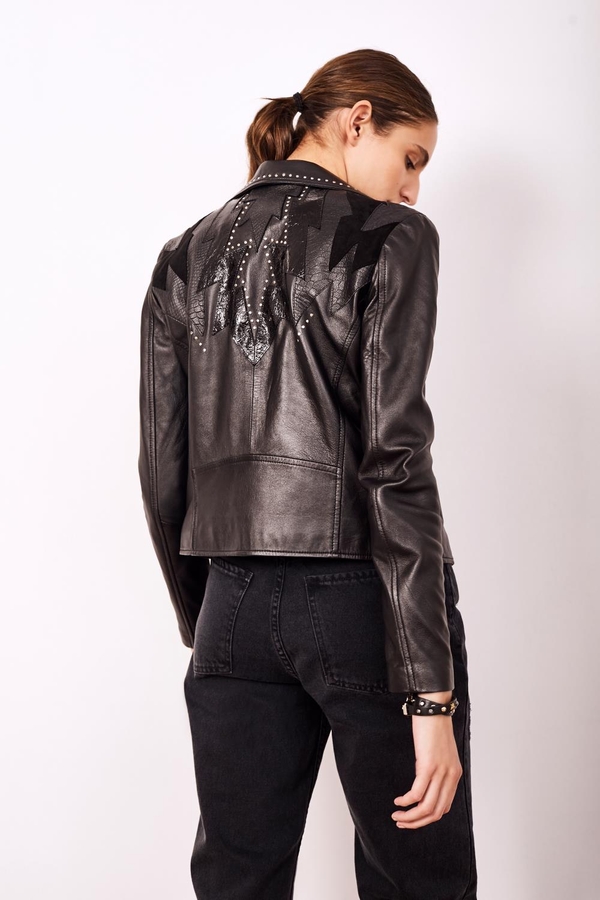 Campera Fire Black Cuero