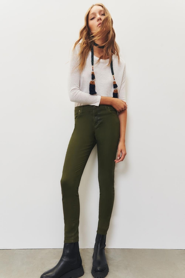 jean slim satin green
