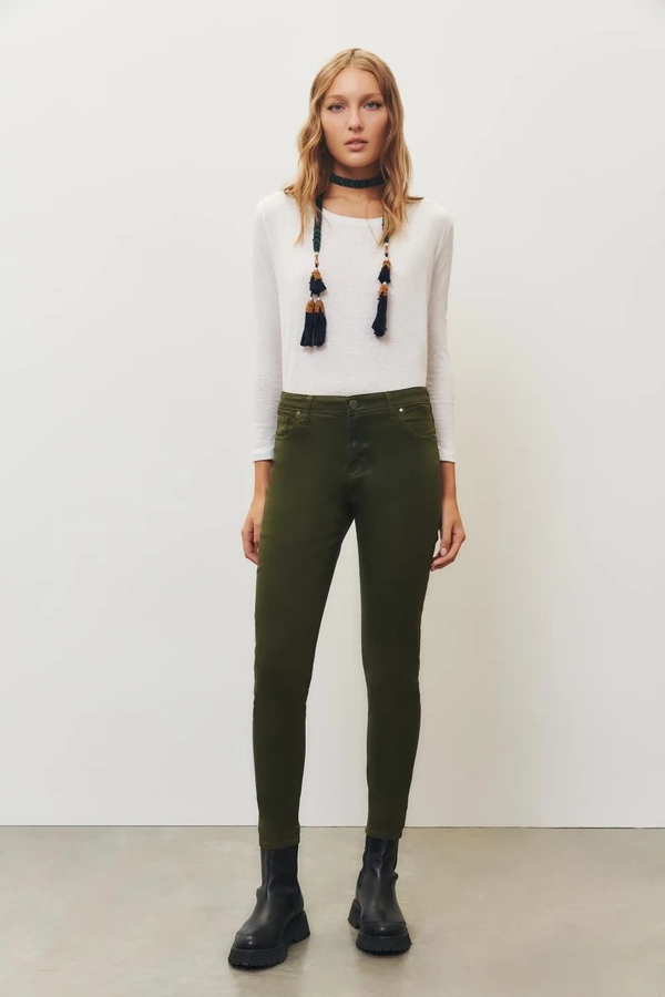 jean slim satin green