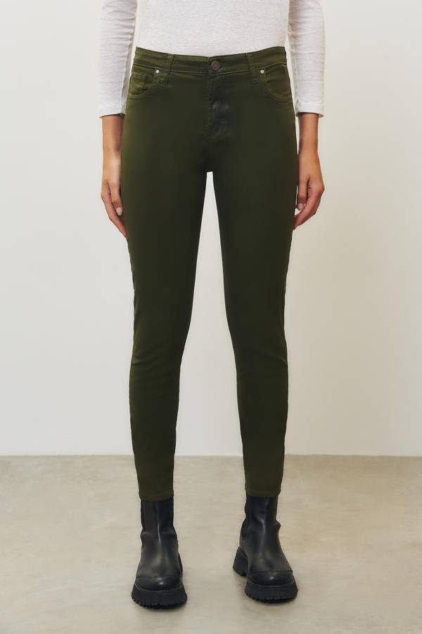 jean slim satin green
