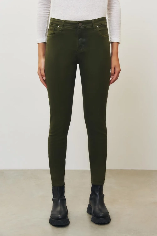 jean slim satin green