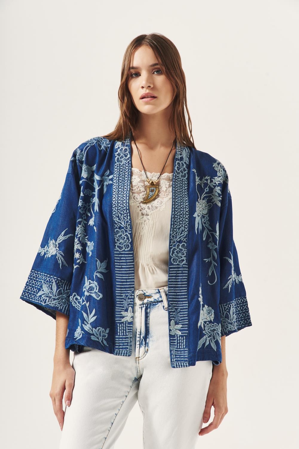 kimono tencel flower
