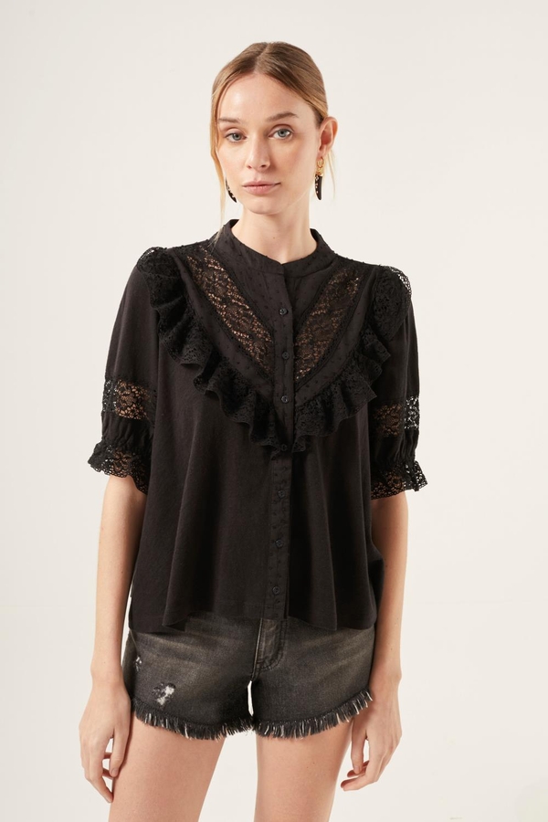 camisa lace frills new