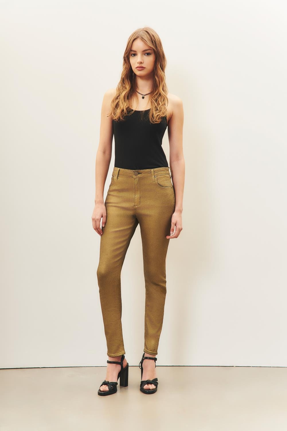 Jean slim metal gold