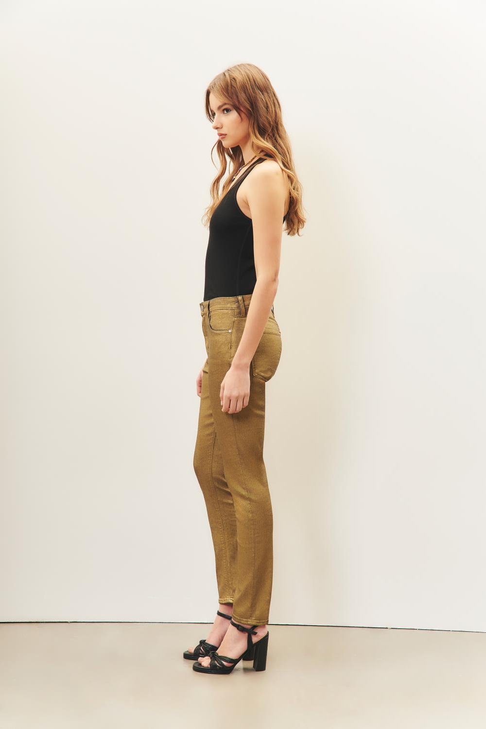 Jean slim metal gold