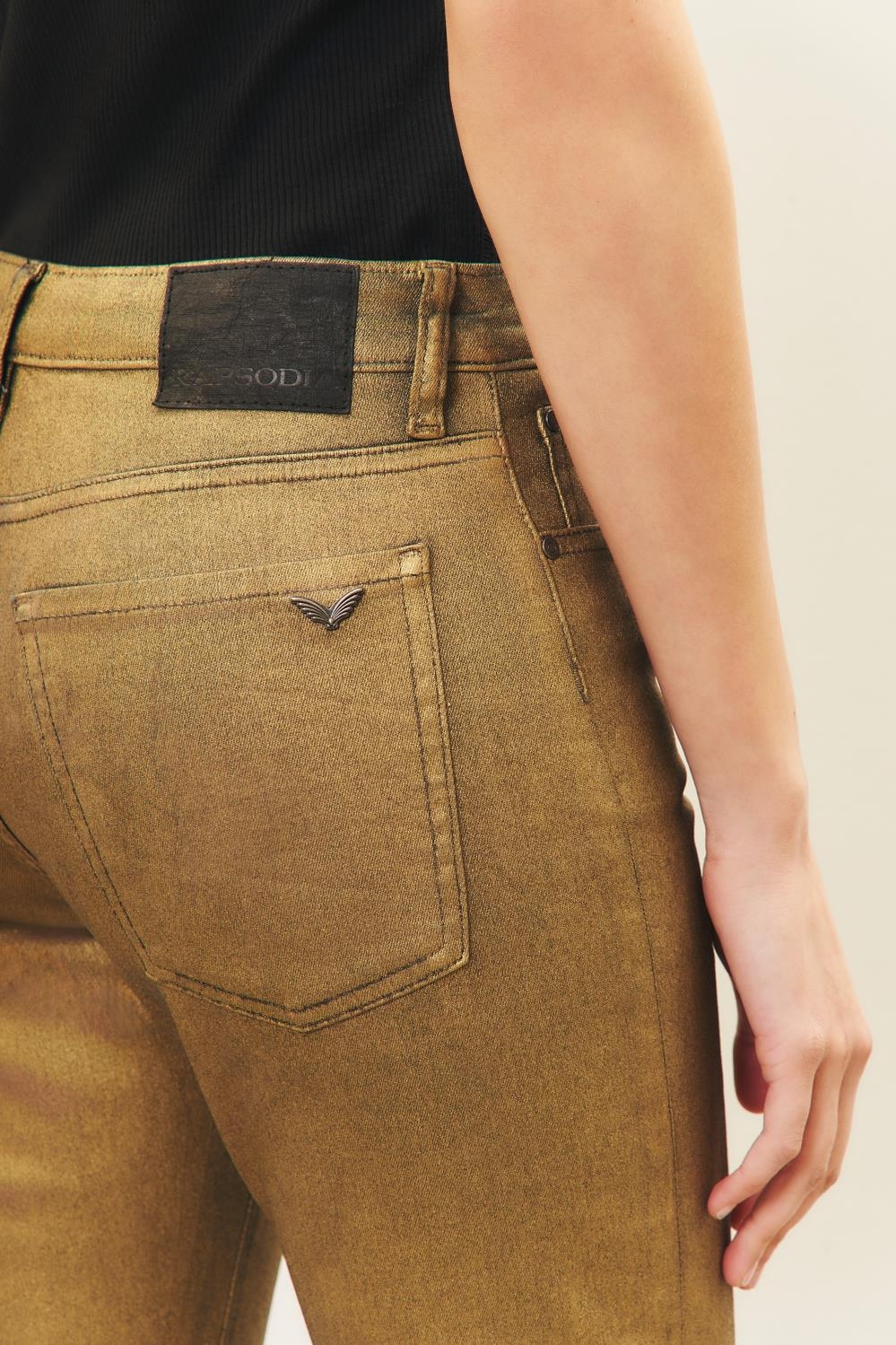 Jean slim metal gold