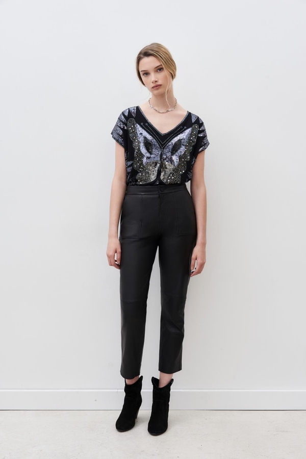 pantalon recto new cuero
