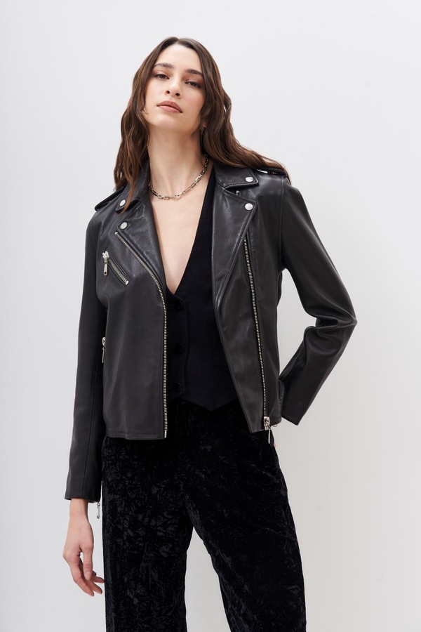 campera moto cuero