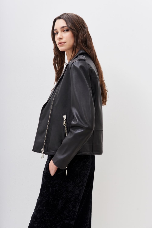 campera moto cuero