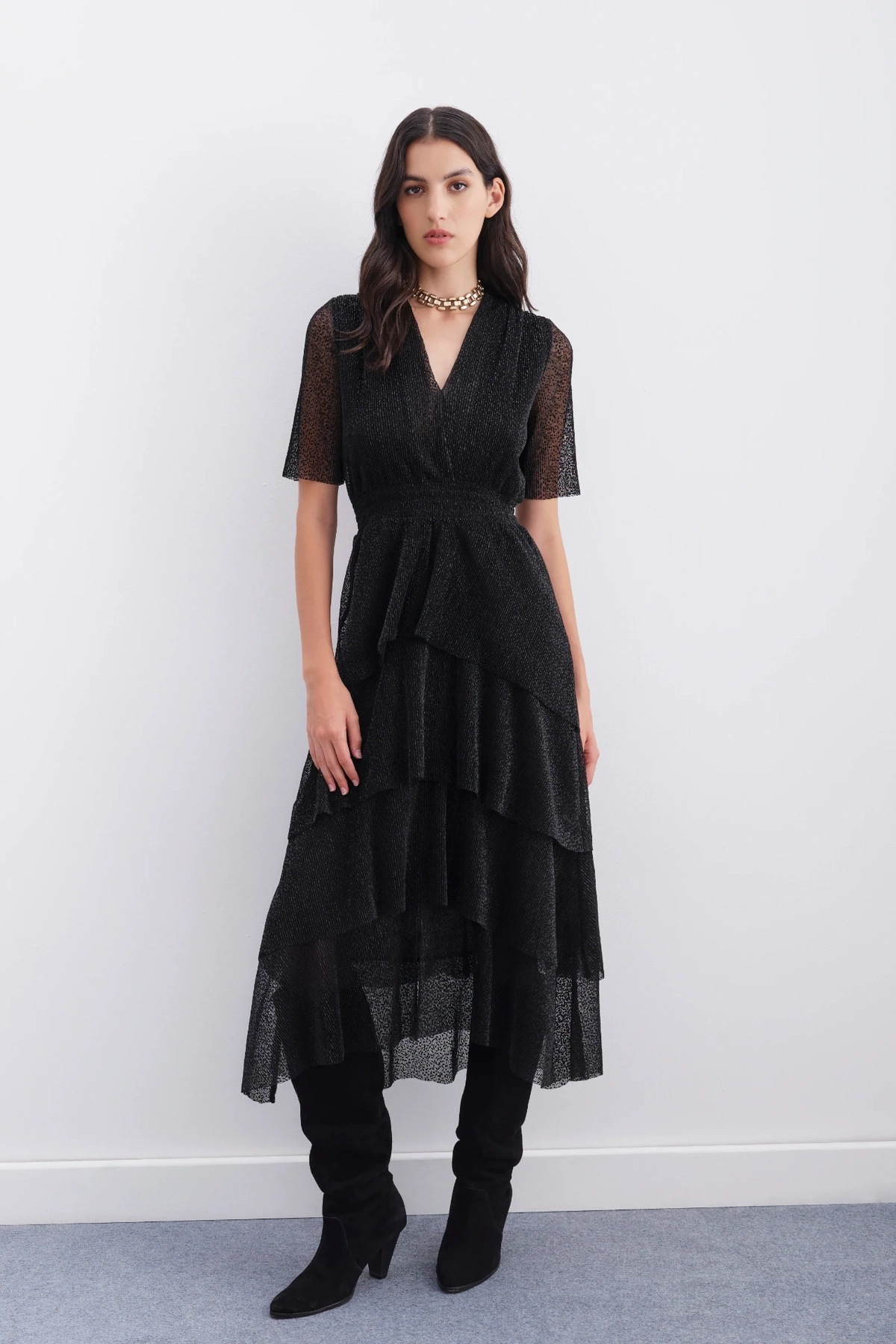 vestido foil sparkle