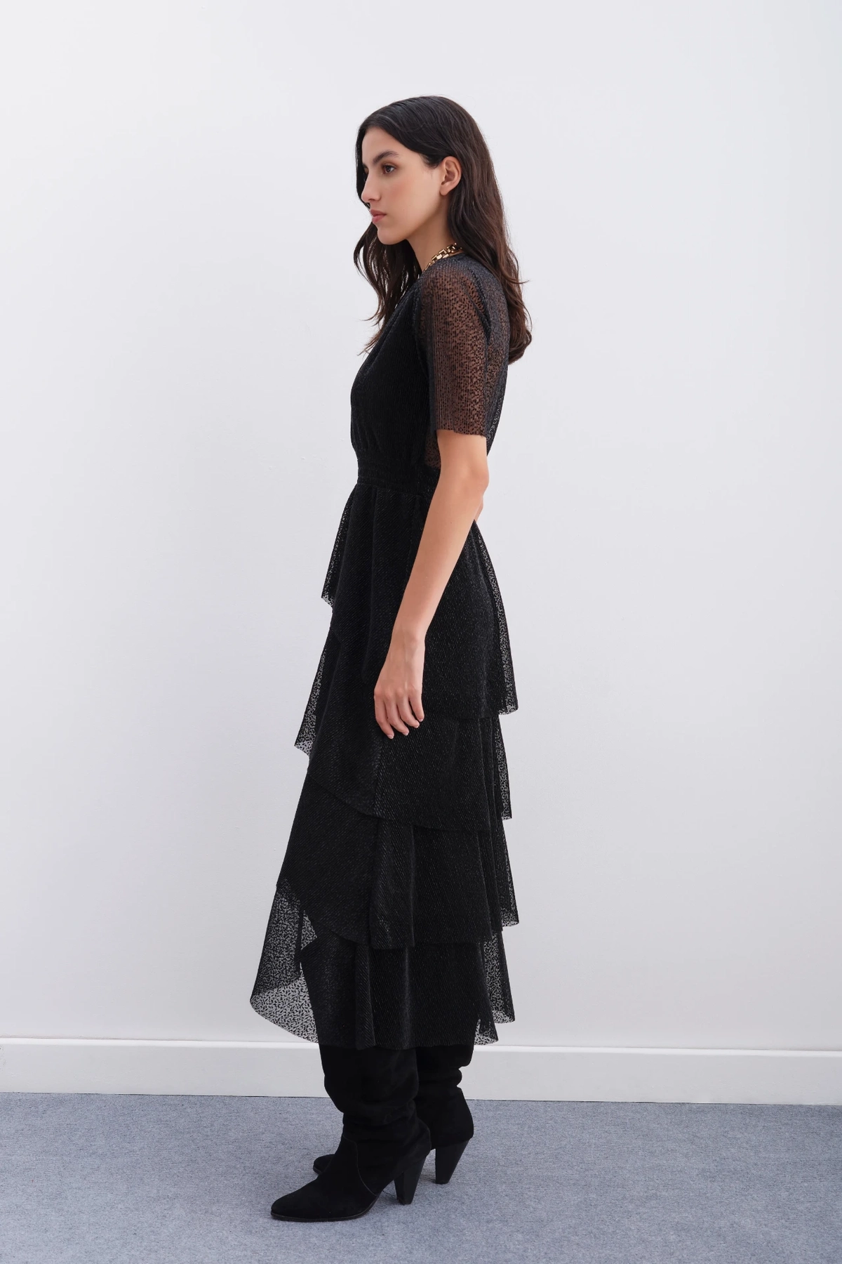 vestido foil sparkle