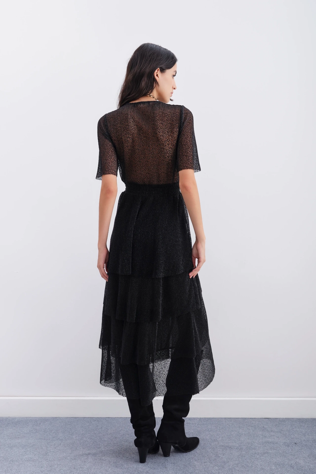 vestido foil sparkle
