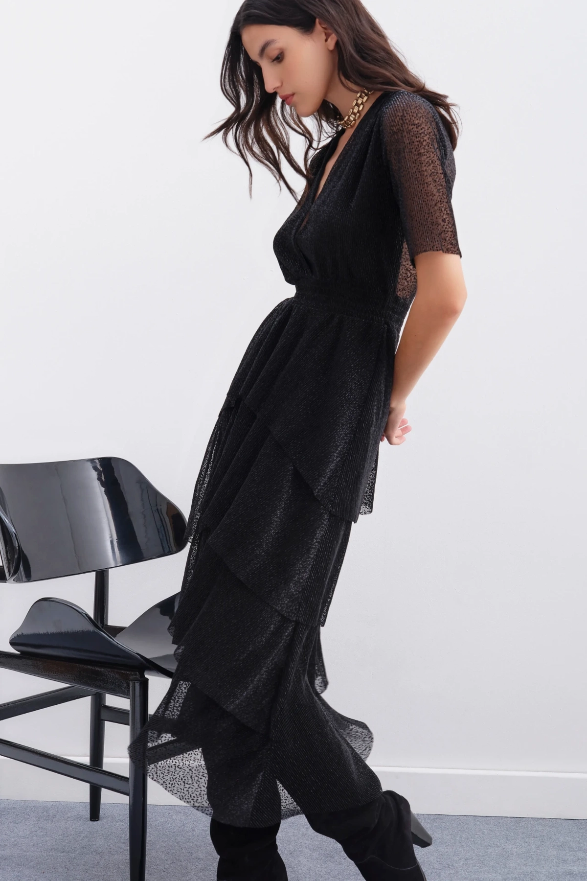 vestido foil sparkle