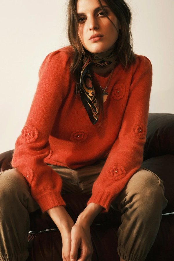 sweater flower lace