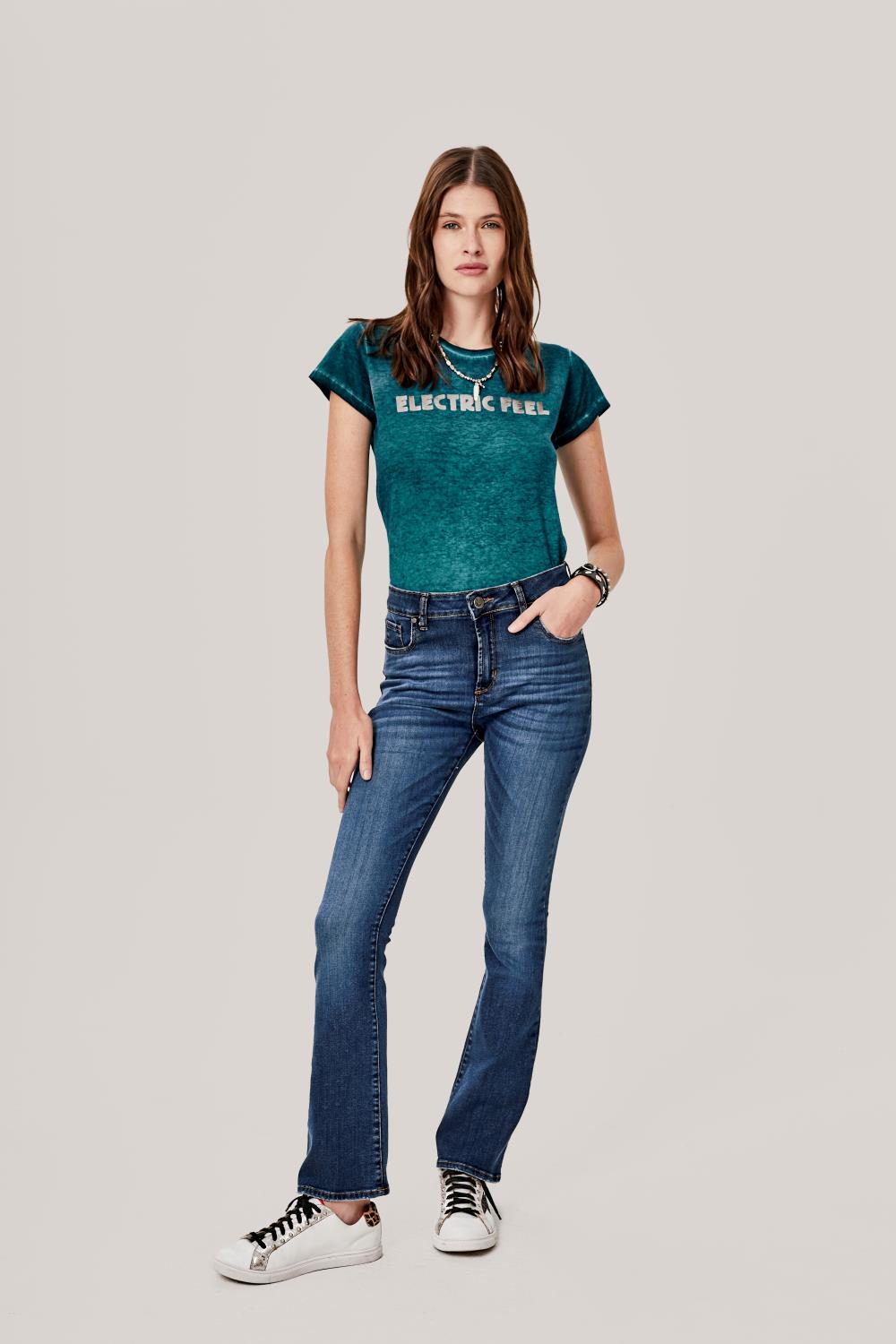 Jean Flare High Rise Deep Blue